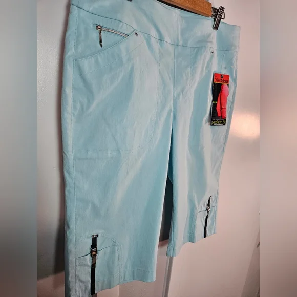 Jamie Sadock "Perfect Fit" Capris Pastel Aqua Blue Cropped - Picture 6 of 12